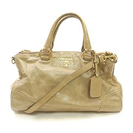 Prada Beige Glazed Leather 2way Tote 863480