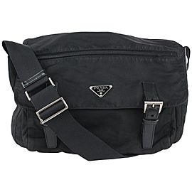 Prada Black Nylon Tessuto Messenger Crossbody Bag 2PR1020