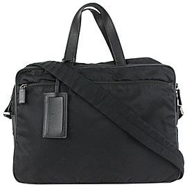 Prada Black Tessuto Nylon Messenger Briefcase 917pr27