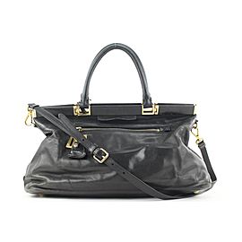 Prada Black Leather Top Handle 2way Shoulder Bag 48pr125