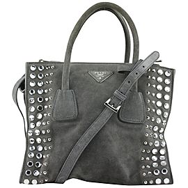 Prada Crystal Studded Suede 2way Tote Bag with Strap 8PR1022