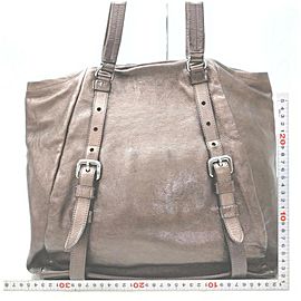 Prada Brown Leather Shopper Tote Bag 863019