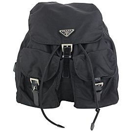 Prada Black Nylon Tessuto Twin Pocket Backpack 917pr414