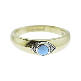 Monica Rich Kosann Yellow Gold Evil Eye Posey Ring With Bezel Set Turquoise .05carats