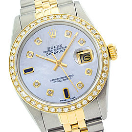 Rolex Datejust 16013 36mm MOP Sapphire Diamond Two Tone Watch