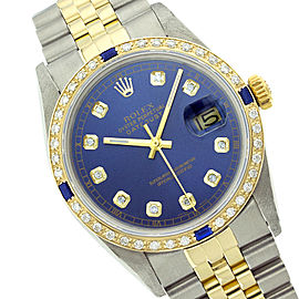 Rolex Datejust 16013 36mm Blue Diamond Sapphire Two-Tone Watch