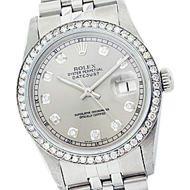 Rolex Datejust 16014 36mm Silver Diamond Stainless Steel Watch