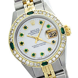 Rolex Datejust 69173 26mm Mop Diamond Emerald Two-Tone Watch