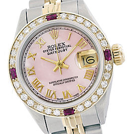 Rolex Datejust 6917 Stainless Steel & 18K Yellow Gold Pink Mother of Pearl Dial 26mm Womens Watch