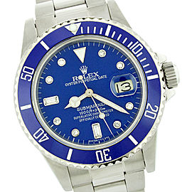 Rolex Submariner 16610 Stainless Steel & Blue Diamond Dial 40mm Mens Watch