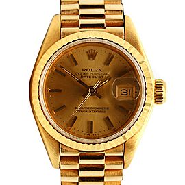 Womens Rolex 18K Yellow Gold DateJust 28mm Watch