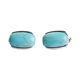 Sterling Silver & Oval Turquoise Cabochon Earrings