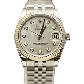 Rolex 178274 Datejust 18K Bezel Gray MOP Diamond Dial 31 mm Watch