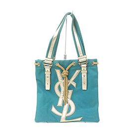 Yves Saint Laurent Blue Kahala YSL Logo Tote 863449