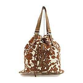 Yves Saint Laurent Brown Floral Leaf Kahala Tote Bag 863428