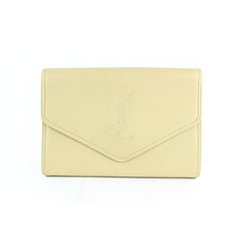 Saint Laurent Large Envelope Clutch Beige YSL Monogram Flap 8MZ1220