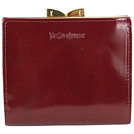 Saint Laurent Burgundy Patent Leather Kisslock coin Pouch Wallet 2YSL823