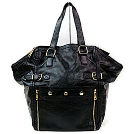 Saint Laurent Downtown 872000 Ysl Patent Leather Black Enamel Tote