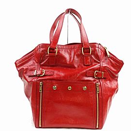 Saint Laurent Downtown 872347 Ysl Patent Leather Reds Enamel Tote