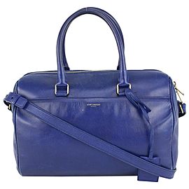 Saint Laurent Blue 6 Hour Leather Duffle with Strap 240ysl716