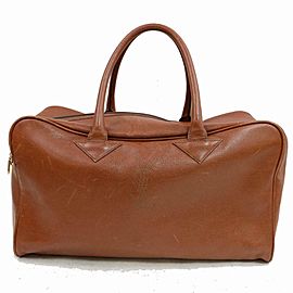 Saint Laurent Brown Leather Luggage Duffle 855874