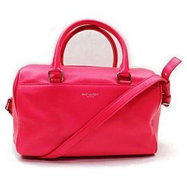 Saint Laurent Duffle Ysl Classic 12 Hour Boston with Strap 872863 Pink Leather Shoulder Bag