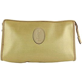 Saint Laurent YSL Gold Large Monogram Clutch Cosmetic Toiletry Make Up Bag 6YSLS127