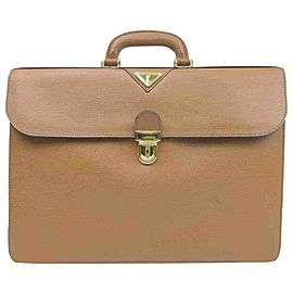 Saint Laurent Ysl Logo Attache Briefcase 860051 Brown Leather Satchel