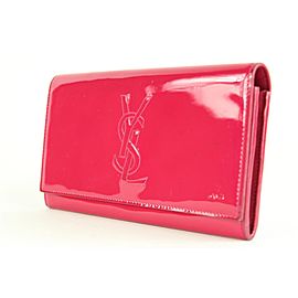 Saint Laurent Pink Patent Leather YSL Logo Belle de Jour Wallet 16ysl1230