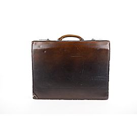 Salvatore Ferragamo Ombre Brown Leather Attache Briefcase Hard Trunk 255sal212