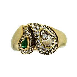 Chopard 18k Yellow Gold Emerald and Happy Diamond Ring