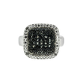 Sterling Silver White and Black Diamond Ring