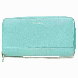 Tiffany & Co. Blue Zip Around Long Wallet Zippy 860546