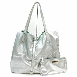 Tiffany & Co. Silver x Green Reversible Tote with Pouch 857949