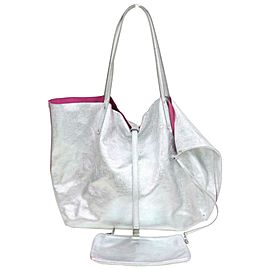 Tiffany & Co. Silver Reversible Shopper Tote with Pouch 871440