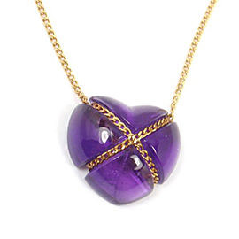 Tiffany & Co. 18K Yellow Gold & Purple Amethyst Heart Necklace