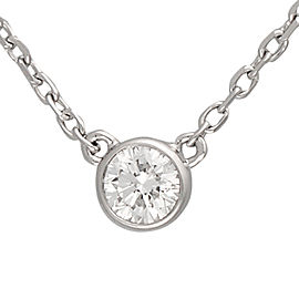 14K White Gold Bezel Set Solitaire 0.19CT Diamond Pendant Necklace