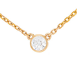 14K Yellow Gold Bezel Set Solitaire 0.19CT Diamond Pendant Necklace