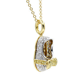 Aaron Basha 18K Yellow Gold 1.50ctw Diamond Baby Shoe Charm Necklace