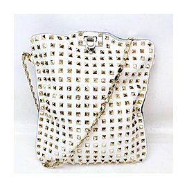 Valentino White Rockstud Leather Crossbody Messenger 863405