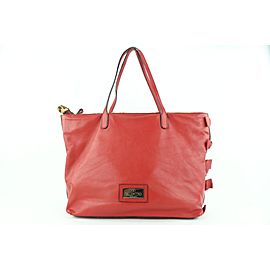 Valentino Red Leather Beaded Sequin Shopper Tote 69val423