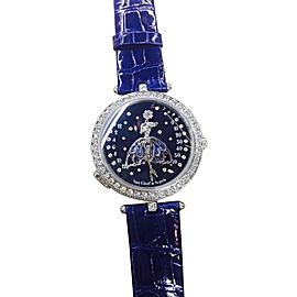 Van Cleef & Arpels Ballerine Enchantee 18K White Gold & Leather Diamond 40mm Watch