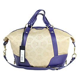 Versace Medusa 2way Jacquard Vitello 1mt914 Beige X Blue Canvas Shoulder Bag