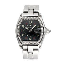 Cartier Roadster 2510 Stainless Steel with Custom Diamond Bezel Automatic 37mm Mens Watch