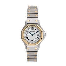 Cartier Santos Octagon Stainless Steel and 18K Yellow Gold Automatic 25mm Womens Watch