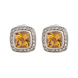 David Yurman Sterling Silver Diamond and Citrine Earrings