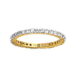 14K Yellow Gold with White Sapphire Eternity Band Ring Size 7