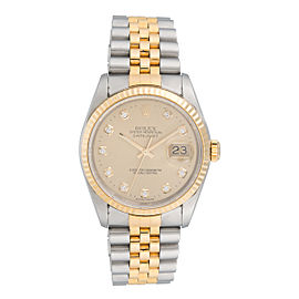 Rolex DateJust 16233 Champaign Diamond Dial 36mm Watch