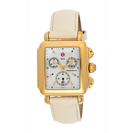 Michele Signature MW06A00A9025 Gold Plated Stainless Steel & Leather Quartz 32mm Womens Watch