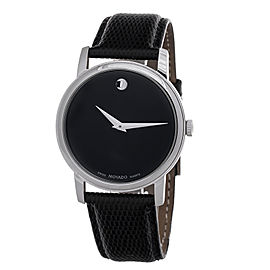 Movado Museum Black Dial Black Leather Strap Men's Watch